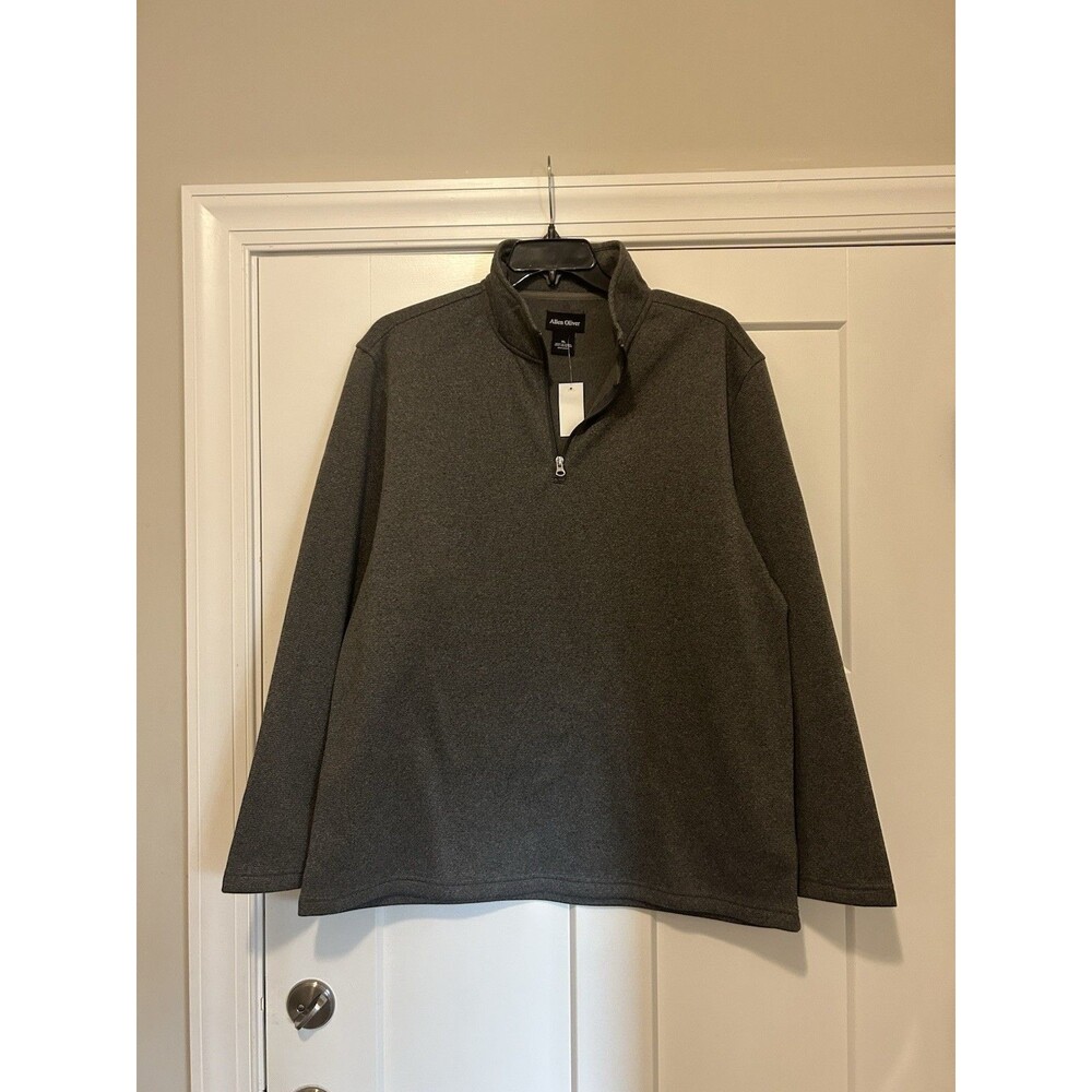 New Allen Oliver Men’s Pull Over Gray Fleece Quarter Zip Sweatshirt Size XL